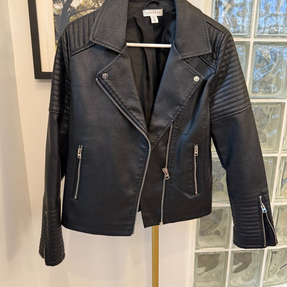 Topshop Size 8 Faux Leather Jacket
